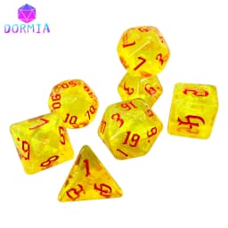 DND Dice RPG Dice Acrylic Dice Multiple Colours Starlight Effect 7 Dice Set Retro Font Style for Board Game DND RPG Accessories
