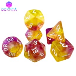 DND Dice RPG Dice Acrylic Dice Multiple Colours Starlight Effect 7 Dice Set Retro Font Style for Board Game DND RPG Accessories