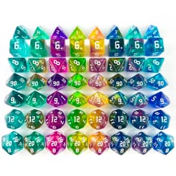 DND Dice RPG Dice Acrylic Dice Multiple Colours Starlight Effect 7 Dice Set Retro Font Style for Board Game DND RPG Accessories