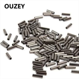 100Pcs Single Barrel Crimp Sleeves Copper Tube Fishing Line Crimping Loop Sleeves Cable Ferrule Wire Rope Connector Rigging