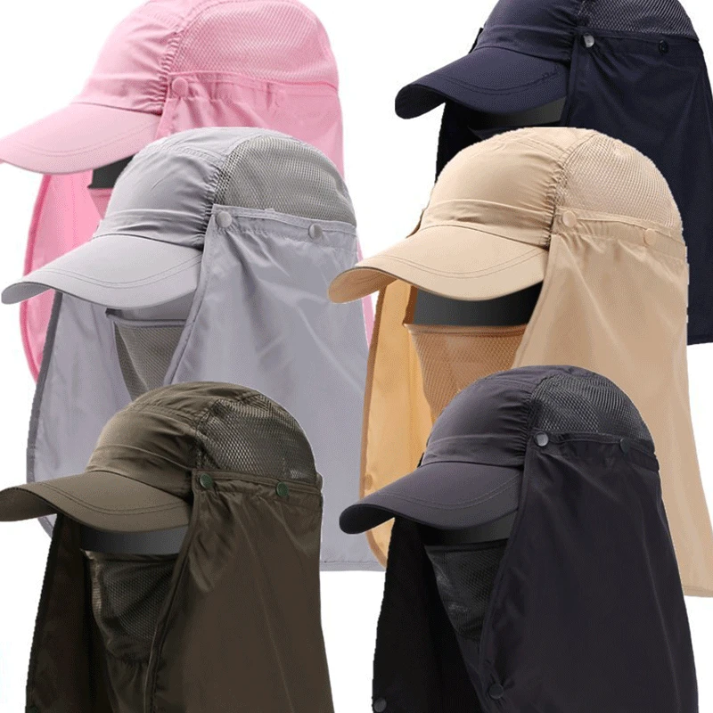 Men Women Wide Brim Sun Protection Hat with Neck Flap for Spring Summer Hiking Fishing UPF 50+ UV Protection Outdoor Cap