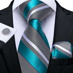 Fashion Classic Striped Plaid Mens Tie Set 8cm Wedding Party Necktie Handkerchief Cufflinks Accessories Gift for Men