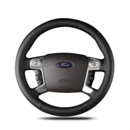 Black Hand-stitched Genuine Leather Car Steering Wheel Cover For Ford Mondeo Galaxy S-Max 2006 - 2015