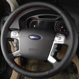 Black Hand-stitched Genuine Leather Car Steering Wheel Cover For Ford Mondeo Galaxy S-Max 2006 - 2015