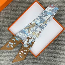 POBING Wheel Print 18m/m Twill Silk Scarves Women Luxury Brand Scarf Bag Ribbons Tie Head Scarf Small Long Skinny Scarf 86*5CM