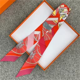 POBING Wheel Print 18m/m Twill Silk Scarves Women Luxury Brand Scarf Bag Ribbons Tie Head Scarf Small Long Skinny Scarf 86*5CM