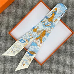 POBING Wheel Print 18m/m Twill Silk Scarves Women Luxury Brand Scarf Bag Ribbons Tie Head Scarf Small Long Skinny Scarf 86*5CM