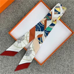 POBING Wheel Print 18m/m Twill Silk Scarves Women Luxury Brand Scarf Bag Ribbons Tie Head Scarf Small Long Skinny Scarf 86*5CM