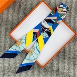 POBING Wheel Print 18m/m Twill Silk Scarves Women Luxury Brand Scarf Bag Ribbons Tie Head Scarf Small Long Skinny Scarf 86*5CM