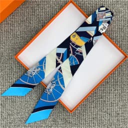 POBING Wheel Print 18m/m Twill Silk Scarves Women Luxury Brand Scarf Bag Ribbons Tie Head Scarf Small Long Skinny Scarf 86*5CM