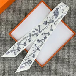 POBING Wheel Print 18m/m Twill Silk Scarves Women Luxury Brand Scarf Bag Ribbons Tie Head Scarf Small Long Skinny Scarf 86*5CM