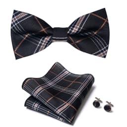 Great Quality Silver Office Butterfly Hanky Cufflink Set Bowtie For Men Geometric Hombre Formal Clothing