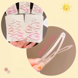 3/6 Pcs/Set New Girls Fashion Coffee Color Geometric Stars Ornament Pink Hair Clips Adult Sweet Hairpins Female Hair Accessories