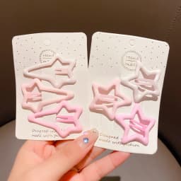 3/6 Pcs/Set New Girls Fashion Coffee Color Geometric Stars Ornament Pink Hair Clips Adult Sweet Hairpins Female Hair Accessories