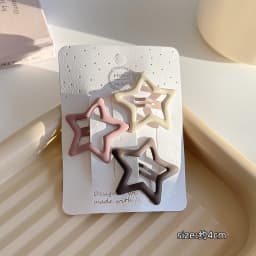 3/6 Pcs/Set New Girls Fashion Coffee Color Geometric Stars Ornament Pink Hair Clips Adult Sweet Hairpins Female Hair Accessories