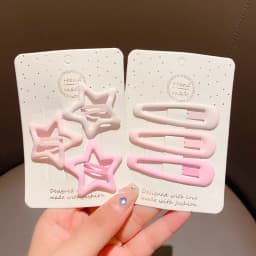 3/6 Pcs/Set New Girls Fashion Coffee Color Geometric Stars Ornament Pink Hair Clips Adult Sweet Hairpins Female Hair Accessories