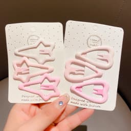 3/6 Pcs/Set New Girls Fashion Coffee Color Geometric Stars Ornament Pink Hair Clips Adult Sweet Hairpins Female Hair Accessories