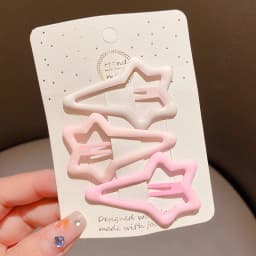3/6 Pcs/Set New Girls Fashion Coffee Color Geometric Stars Ornament Pink Hair Clips Adult Sweet Hairpins Female Hair Accessories