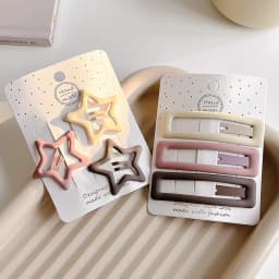 3/6 Pcs/Set New Girls Fashion Coffee Color Geometric Stars Ornament Pink Hair Clips Adult Sweet Hairpins Female Hair Accessories
