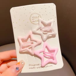 3/6 Pcs/Set New Girls Fashion Coffee Color Geometric Stars Ornament Pink Hair Clips Adult Sweet Hairpins Female Hair Accessories