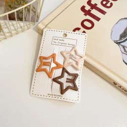 3/6 Pcs/Set New Girls Fashion Coffee Color Geometric Stars Ornament Pink Hair Clips Adult Sweet Hairpins Female Hair Accessories