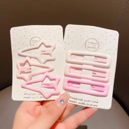 3/6 Pcs/Set New Girls Fashion Coffee Color Geometric Stars Ornament Pink Hair Clips Adult Sweet Hairpins Female Hair Accessories