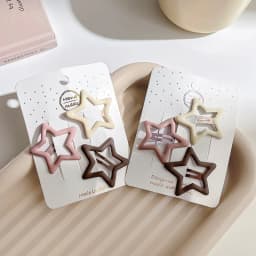 3/6 Pcs/Set New Girls Fashion Coffee Color Geometric Stars Ornament Pink Hair Clips Adult Sweet Hairpins Female Hair Accessories