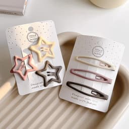 3/6 Pcs/Set New Girls Fashion Coffee Color Geometric Stars Ornament Pink Hair Clips Adult Sweet Hairpins Female Hair Accessories