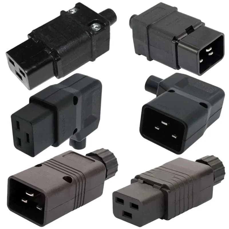 Black PDU UPS C19 C20 Wiring Connector Female Male Rewirable Industry Plug Online Assemble Electric Power Socket Converter 1pcs