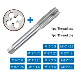 Screw Tap And Die Set HSS Metric Right Hand Machine Plug Tap Straight Flute 2pcs HSS Hand Tap Drill Bit M10 M12 M14 M15 M16