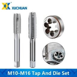 Screw Tap And Die Set HSS Metric Right Hand Machine Plug Tap Straight Flute 2pcs HSS Hand Tap Drill Bit M10 M12 M14 M15 M16