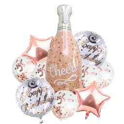 10pcs Gold Champagne Bottle Foil Balloons with Confetti Latex Balloon Wine Bottle Globos Birthday Party Decorations