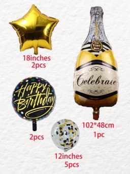 10pcs Gold Champagne Bottle Foil Balloons with Confetti Latex Balloon Wine Bottle Globos Birthday Party Decorations