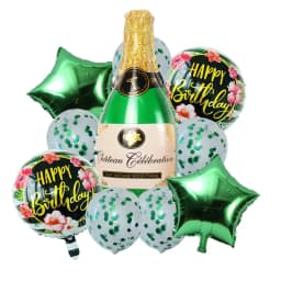 10pcs Gold Champagne Bottle Foil Balloons with Confetti Latex Balloon Wine Bottle Globos Birthday Party Decorations