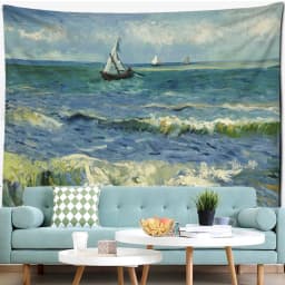 Sea Voyage Oil Painting Tapestry Wall Hanging Van Gogh Art Bedroom Living Room Home