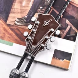 Western Bolo Tie Gaitar Bolo Tie Cowboy Leathers Necktie Moranse Bolo Tie Gaitar Music Necklace Sweater Chain Necklace