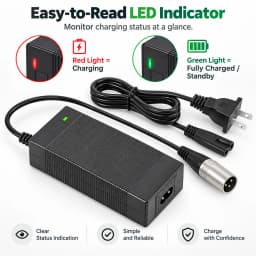 36V 2A Battery Charger for Razor MX500, MX650, GT GT750, IZIP I600, I1000, Mongoose M750, X-Treme X-600, Schwinn S600 ST1000