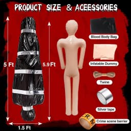 1 Set of 5Pcs Inflatable Human Model Full-Size Inflatable Dummy, Halloween DIY Decoration Role-Playing Props Fake Halloween Costume Display Yard Decoration