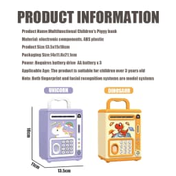 Christmas Gift with Box for Girls Boys Electronic Savings Tank Automatic Paper Rolling Simulated Facial Fingerprint Recognition