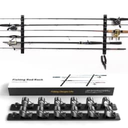 Wall/Ceiling Mount Fishing Rod Holder – Horizontal Storage Rack Holds 6 Rods, Garage Organization System