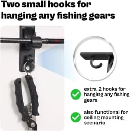 Wall/Ceiling Mount Fishing Rod Holder – Horizontal Storage Rack Holds 6 Rods, Garage Organization System