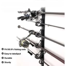 Wall/Ceiling Mount Fishing Rod Holder – Horizontal Storage Rack Holds 6 Rods, Garage Organization System