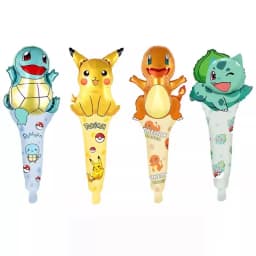 16Pcs Pokemon Hand Stick Foil Balloons Globals Cartoon pikachu Strip Balls Sids Boy Birthday Party Inflatable Toys Gift