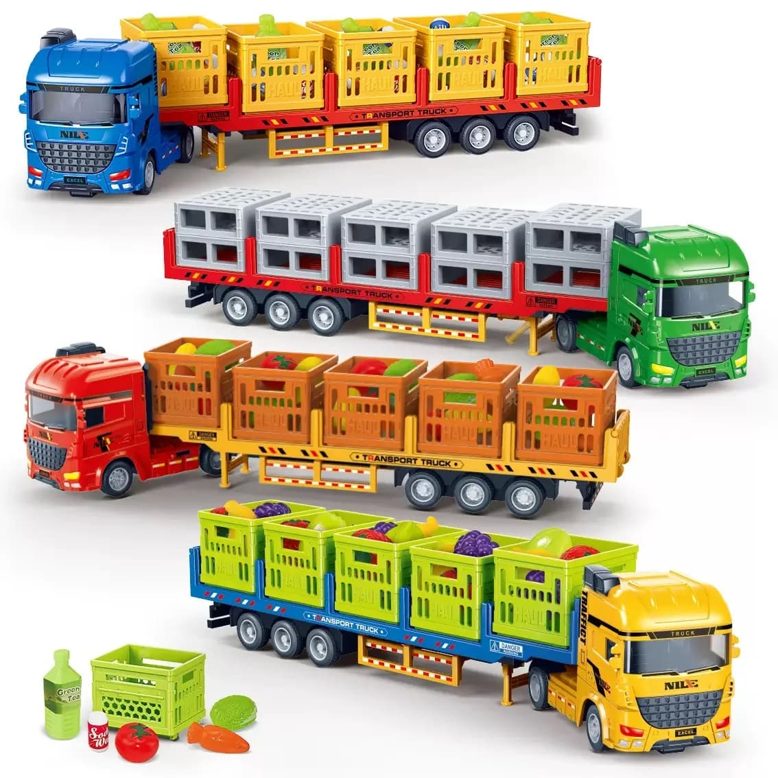 Simulation Alloy Die-Cast Freight Roadblock Fruit and Vegetable Transport Truck Baby Large Car Model Toy Children's Gift