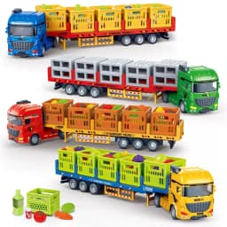 Simulation Alloy Die-Cast Freight Roadblock Fruit and Vegetable Transport Truck Baby Large Car Model Toy Children's Gift