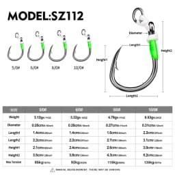 Proberos 5PCS Super Heavy Duty Ironplate Single Big Hook, Jigging Assist Saltwater Hooks