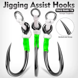 Proberos 5PCS Super Heavy Duty Ironplate Single Big Hook, Jigging Assist Saltwater Hooks
