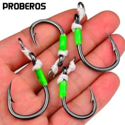 Proberos 5PCS Super Heavy Duty Ironplate Single Big Hook, Jigging Assist Saltwater Hooks