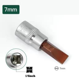 3pcs Flathead screwdriver 1/4-inch Drive Bit Socket FD4 FD5.5 FD7 Bit Socket Standard Metric S2 Steel Bits