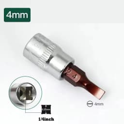 3pcs Flathead screwdriver 1/4-inch Drive Bit Socket FD4 FD5.5 FD7 Bit Socket Standard Metric S2 Steel Bits